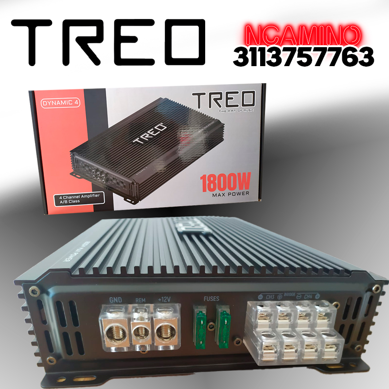 Amplificador Treo DYNAMIC4 4 Canales Clase A/B 1800 Watts 150x4 1 Amplificador Treo DYNAMIC4 4 Canales Clase A/B 1800 Watts 150x4